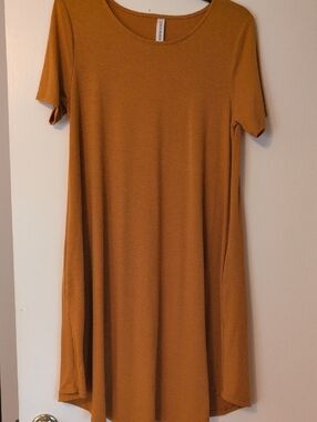 Zenana Outfitters Rusty Orange Scoop Neck Tee Dress